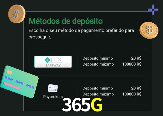 O cassino 365G oferece uma grande variedade de métodos de pagamento